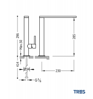 MEDIDAS MONOMANDO LAVABO CAÑO ALTO MAX-TRES TRES GRIFERIA